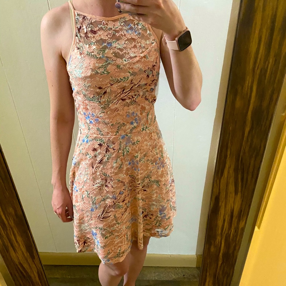 Lily Rose Keyhole Lace Halter Dress